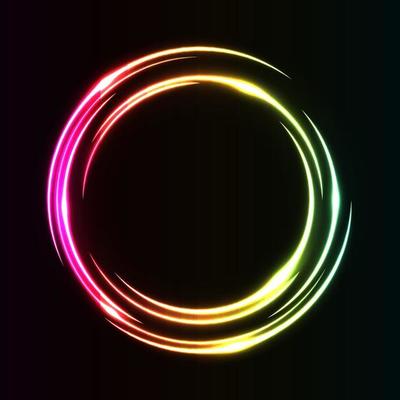 Abstract Circle Light Effect Rainbow on ring frame vector illuminated