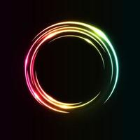 arco iris de efecto de luz de círculo abstracto en vector de marco de anillo iluminado