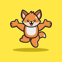 Cute fox cartoon jumping vector