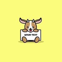 Cute goat holding a blank text board vector