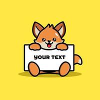 Cute fox holding a blank text board vector