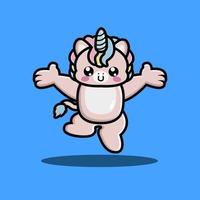 Cute unicorn cartoon jumping vector