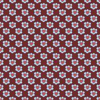 Blue chamomile pattern with hearts on red background. vector
