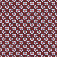 Blue chamomile pattern with hearts on red background. vector