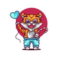 Cute Tiger With Balloon vector