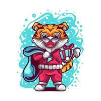 tigre santa claus ilustración vector