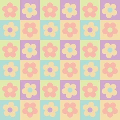 seamless pattern with flowers cute pastel