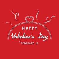 Letras de mano de feliz día de San Valentín con corazones, tarjetas de felicitación, pancarta, plantilla de póster. Ilustración de celebración, cartel, tarjeta de amor. vector
