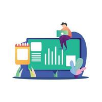 Man data analyst vector flat illustration free vector