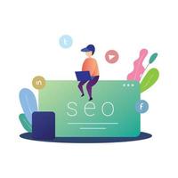 Seo digital marketing vector flat illustration