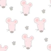 Vector seamless childish pattern with a cute baby mouse on a white background. Perfect for kids apparel,fabric, textile, nursery