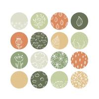 Highlight cover set, abstract floral botanical icons for social media. Vector illustration