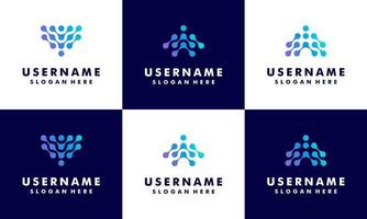 set of Gradient abstract technology company logo template vector