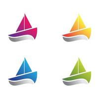 Boat logo template icon set vector