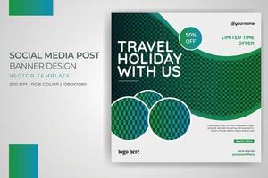 Diseño de plantilla de vector de publicación de redes sociales turísticas turismo vacaciones banner