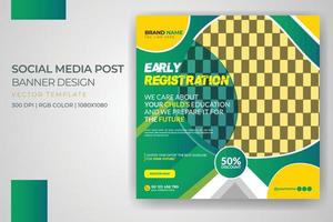 Kids Back to school social media post template school admission banner design vector free download