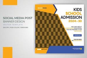 Kids Back to school social media post template school admission banner design vector free download