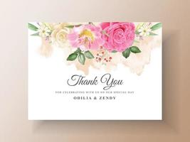 Beautiful pink and yellow flowers wedding invitation card vector