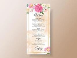 hermosa tarjeta de invitación de boda de flores rosadas y amarillas vector