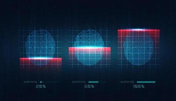 Laser scanning of fingerprint of digital biometric security technology. Low poly wire outline geometric. Illustration vector design.