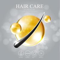 Hair care products, prevent split ends serum shampoo, cosmetics concept, vector illustration.