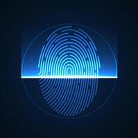 Laser scanning of fingerprint of digital biometric security technology. Low poly wire outline geometric. Illustration vector design.