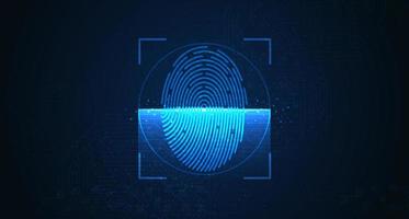 Laser scanning of fingerprint of digital biometric security technology. Low poly wire outline geometric. Illustration vector design.
