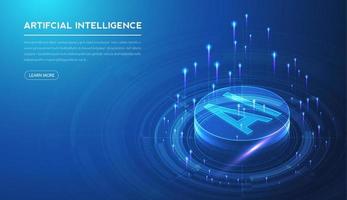 Artificial intelligence, machine learning, ai, data deep learning for future technology artwork, mining, isometric, neural network, machine programming and Responsive web banner. vector Illustration.