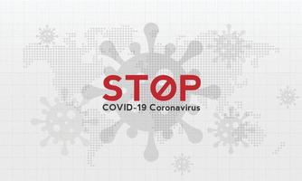 Detener la pandemia de coronavirus, palabra covid-19, propagación del virus de la corona en el mundo. diseño vectorial. vector