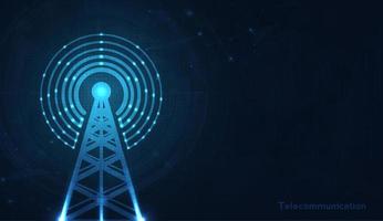 Telecommunications signal transmitter, radio tower from lines. Illustration vector design.