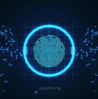 Laser scanning of fingerprint of digital biometric security technology. Low poly wire outline geometric. Illustration vector design.