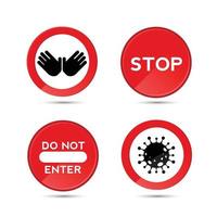 Stop roadsign with big hand symbol or icon for prohibited activities. Vector illustration.