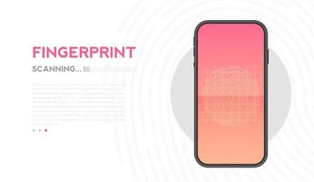 Scanning fingerprint on smartphone, unlock mobile phone. mobile data security concept. fingerprint access password, data protection. vector illustration design.