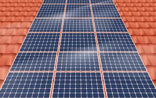 Solar panel on a roof of a house, concept of sustainable resources, vector illustration design.