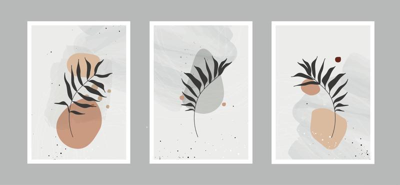 Modern abstract line flowers in lines and arts background with different shapes for wall decoration, postcard or brochure cover design. Vector illustrations design.