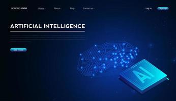 Artificial intelligence, machine learning, ai, data deep learning for future technology artwork, mining, isometric, neural network, machine programming and Responsive web banner. vector Illustration.