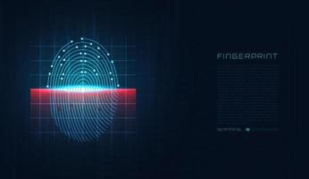 Laser scanning of fingerprint of digital biometric security technology. Low poly wire outline geometric. Illustration vector design.