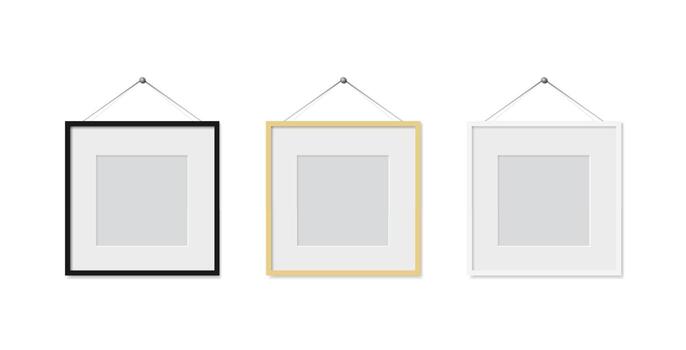 Realistic photo frame isolated. Vector template for picture. Blank white picture frame mockup template. Empty framing for your design. Vector illustration