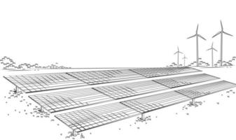 Solar panels and wind turbines or alternative sources of energy. Ecological sustainable energy supply. Vector illustration design.