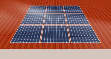 panel solar en el techo de una casa, concepto de recursos sostenibles, diseño de ilustraciones vectoriales. vector