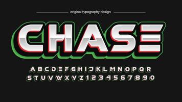 chrome red and green modern 3d sports typography vector