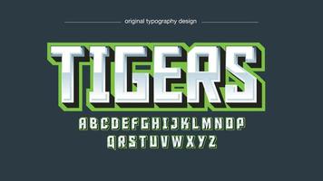 green metallic sports typography font vector