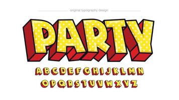 yellow and red 3d dotted pattern cartoon font vector