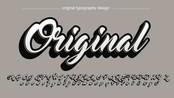 white and black 3d calligraphy text effect vector