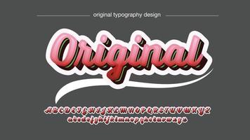 red 3d calligraphy font effect vector