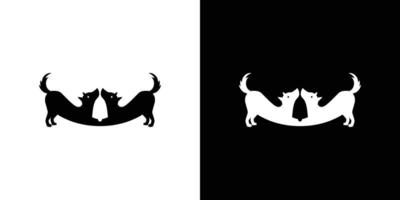 Logo design of 2 dogs with a unique and attractive combination of a bell vector