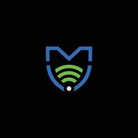 Logo initials letter M for a modern and cool telecom company vector
