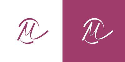 Minimalist and luxurious initial MC lettering logo design vector