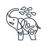 Abstract sketch Elephant spraying water and celebrating people vector