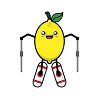 Cute lemon fruit cartoon illustration vector